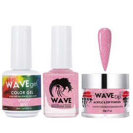 WAVEGEL Soak-Off Gel, Nail Lacquer & Acrylic/Dip Powder Matching Set - Simplicity Collection - #W97 Glossy Pink