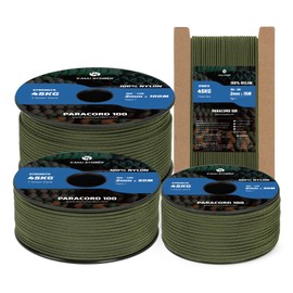 Kamu Synber 2 mm Paracord 15 m 100% Nylon Rope Tear-Resistant Cord with 1 Core Type I All-purpose Rope for Crafts, Outdoor, Camping, Survival Load Capacity 45 kg Army Green
