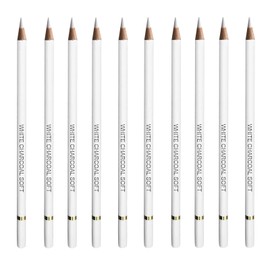 QGH 10 Pcs White Charcoal Pencils for Drawing: Professional Drawing Pencil Set for Artists – White Pencils for Highlights, Sketching, Shading –Ideal for Charcoal Drawings, Art, Crafts, Fine Detailing