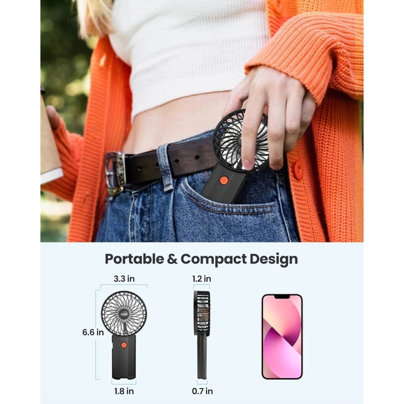 AaoLin Foldable Hand Held Fan USB Rechargeable, 4 Speeds Mini