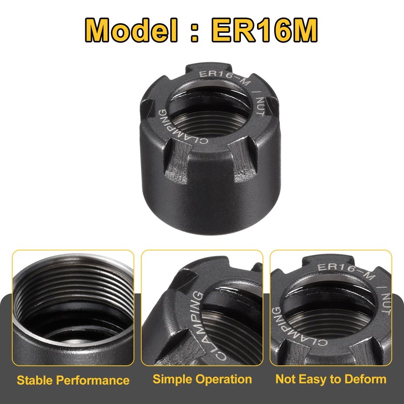 sourcing map 4pcs Clamping ER16M(M19) Collet Clamping Nuts for CNC