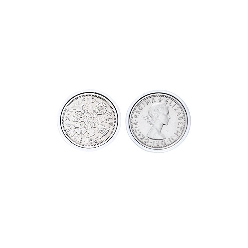 Polished Sixpence Cufflinks | 1963 Anniversary 1963 Coins 62nd Birthday