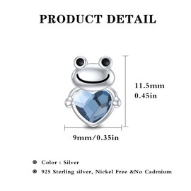 Frog Earrings 925 Sterling Silver Animal Earrings Crystals Hypoallergenic Earrings Jewellery Gift for Girls Women, Sterling Silver
