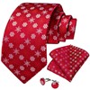 DiBanGu Red and White Men's Christmas Tie Silk Woven Jacquard