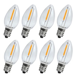 KGC 8Pack LED Night Light Bulbs, C7 Shatterproof Replacement Led Light Bulb for String Light, E12 Base Salt Lamp Bulbs, 0.6W Equivalent to 7W, Warm White 2200K, 50LM.