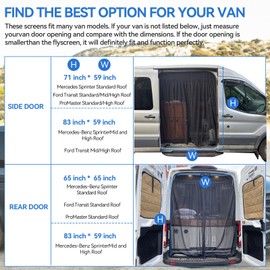 Magnetic Rear Door Van Screen Mesh Curtains Mosquito Net Universal for Mercedes Sprinter and Opel Movano Ford Transit and Fiat Ducato Volkswagen Crafter Peugeot Boxer RAM ProMaster, 65"(H) x 65"(W)