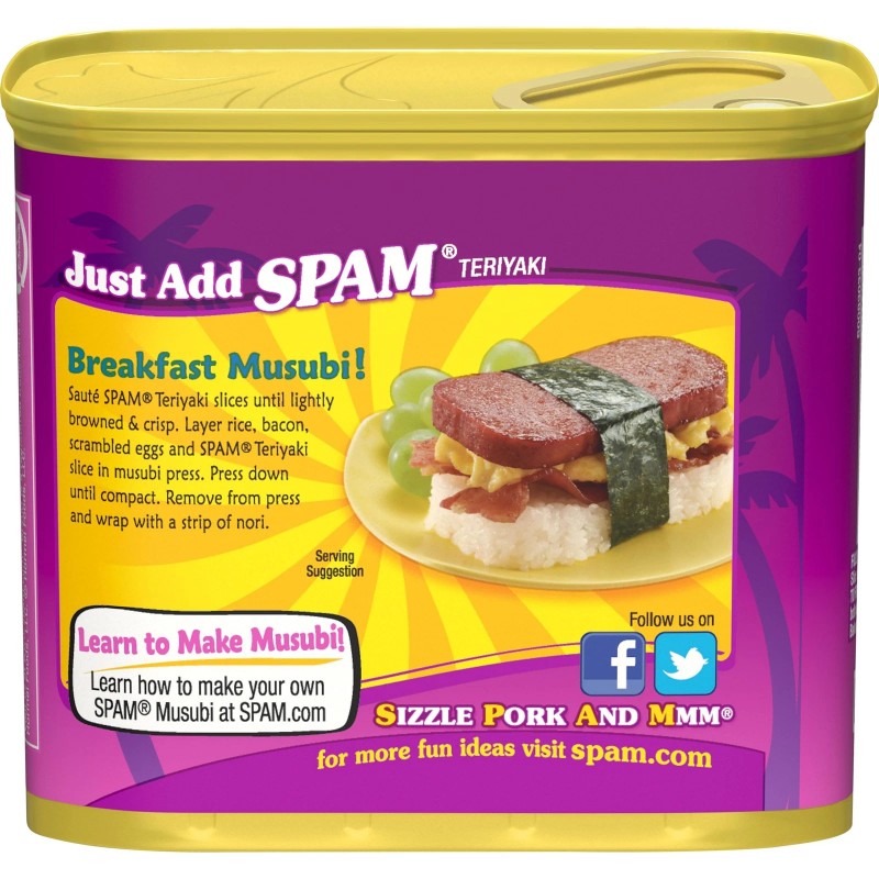 SPAM Teriyaki Canned Luncheon Meat 12 Ounce Pack of 12