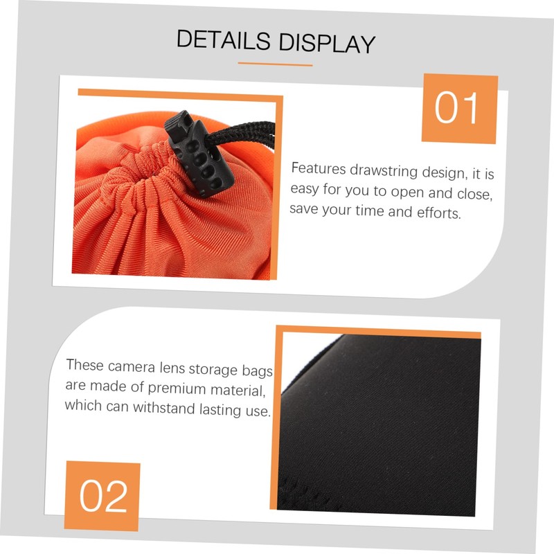 COHEALI 4pcs Camera Lens Pouches Durable Storage Bags with Drawstring