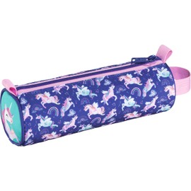 Maped - Unicorn Pencil Case - 22.5 x 7.5 cm - Rainbow and Unicorn Motif - Durable Fabric - Ideal for School Supplies, Purple