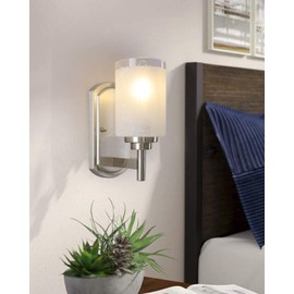 Galtlap Sconces Wall Lighting Set of Two Bathrooom Vanity Light Brushed Nickel 2 Pack Modern Wall Light Fixtures with Frosted Glass Shade for Porch Bedroom Hallway