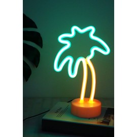 ooLALoo Neon Palm Tree Lighted Tree Decor Night Light for Room Decoration USB or Batteries Powered