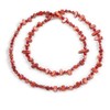 Avalaya Long Rose Red Shell Nugget and Faceted Glass Bead
