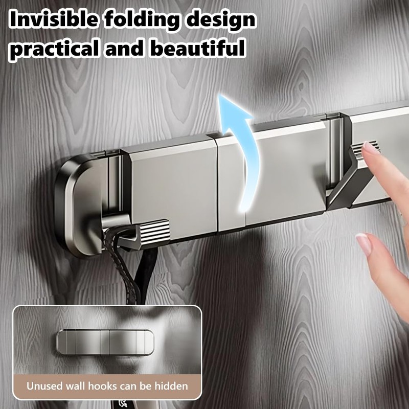 flintronic Wall Mounted Floating Rack with 3 Hooks, Foldable Suction