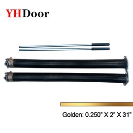 Pair of 2" Garage Door Torsion Springs with Non-Slip Winding Bars, Quality Precision Electrophoresis Black Coated, Minium Life 18,000 Cycles(.250 x 2 x 31)