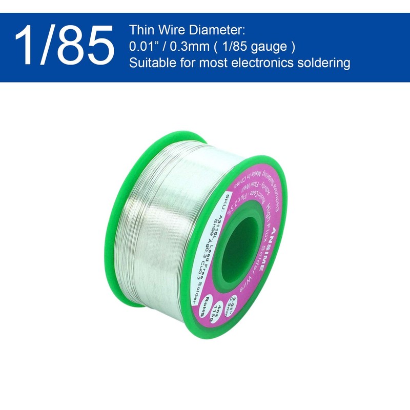 Thin Solder Wire 0.3mm Lead Free Rosin Core 0.01inch 4oz