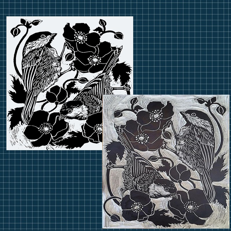 COOZEE Pack of 2 Soft Rubber Linocut Printing Plates, Flat