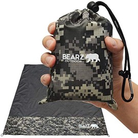 Beach Blanket/Compact Pocket Blanket 55_x60_ - Waterproof Ground Cover, Sand Proof Picnic Mat for Travel, Hiking, Camping, Festival, Sports - Durable Tarp w/Corner Pockets, Loops, Bag