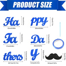 Happy Father's Day Banner, Glitter Father's Day Garland Sign with Beard Shaped Card Ornament Paper Happy Father's Day Party Decorations Backdrop for Photo Props Supplies