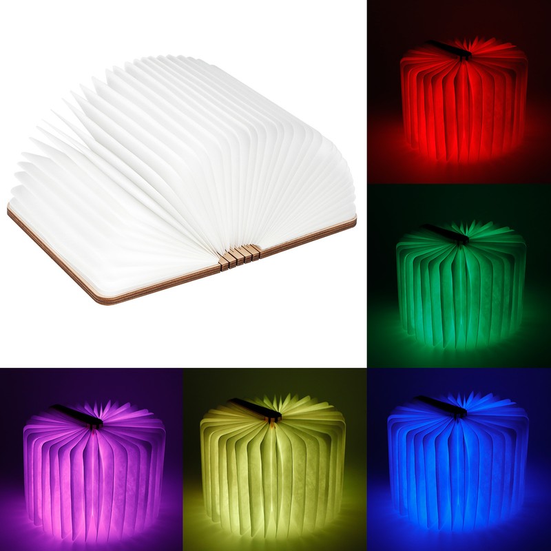 USB Magnetic Wooden Book Light Portable LED Foldable Desk Night