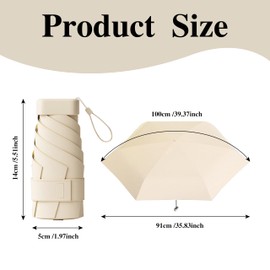 DmDoyy Mini Regenschirm, Damen Kleiner Faltschirm Für Regen Und Sonne UV-Blockierung Hochfeste Sonnenschutz Windabweisend Und Wasserdicht Tragbare Bequeme