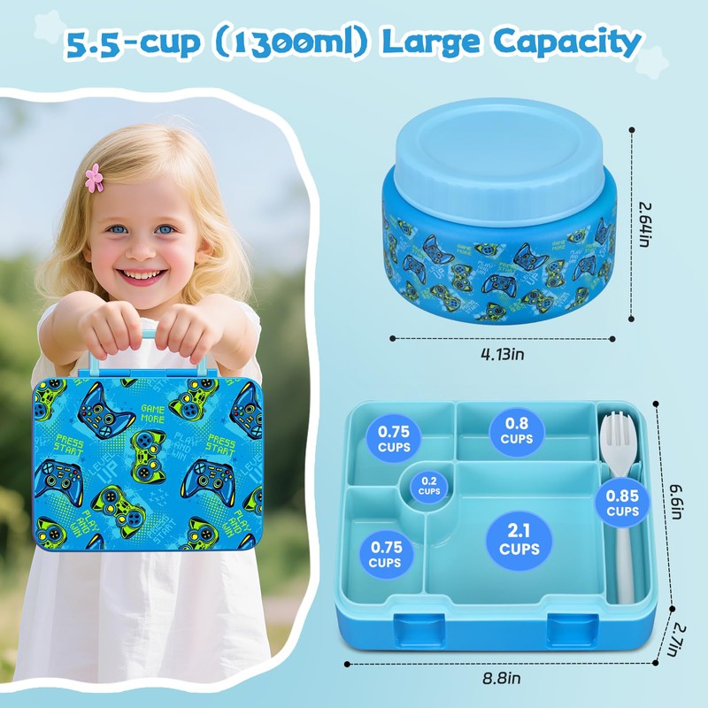 BEAQUEE Bento Lunch Box Kids and 9oz Soup Thermos –