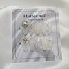 White wedding pixie handmade nail tip♀ - Short Square /