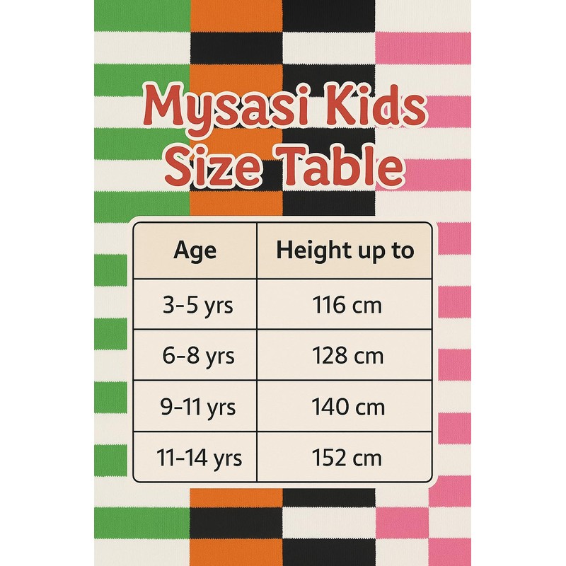 MYSASI Children's Striped Tights Size. 6-8 years. Red and Black.