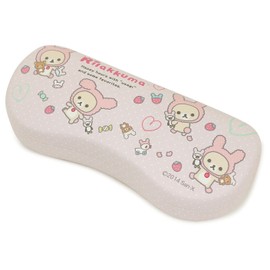 Pearl Rilakkuma Rabbit and Play Glasses Case, Hard Magnetic Polka Dot, Pink