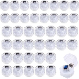 Clear Crystal Ring Gift Box With Foam Insert - 30Pcs Jewelry Display and Storage Box, Acrylic Earrings Container