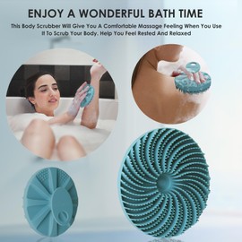 INNERNEED Food-grade Silicone Body Scrubber Bath Shower Cleansing Brush, Gentle Exfoliating and Massaging, Nice Foaming, More Hygienic and Last Longer (Dark Green)