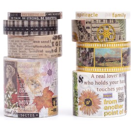 KAVI' S Retro Washi Tape Set, Decorative Antique Noise Gold Masking Tapes, Colourful for Art, DIY Crafts, Diary, Planner, Scrapbook, Packaging (Time Lapses)