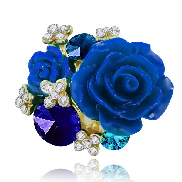 Aloluo CZ Rose Flower Resin Gemstone Statement Rings for Women