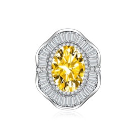 Cocktail Statement Rings for Women Fashion Multiple Colors Cubic Zirconia Pave CZ Simulated Diamond Ring Band Oval Cut Emerald Ruby Topaz Sapphire Amethyst Pink Gem Open Adjustable Ring(Yellow)