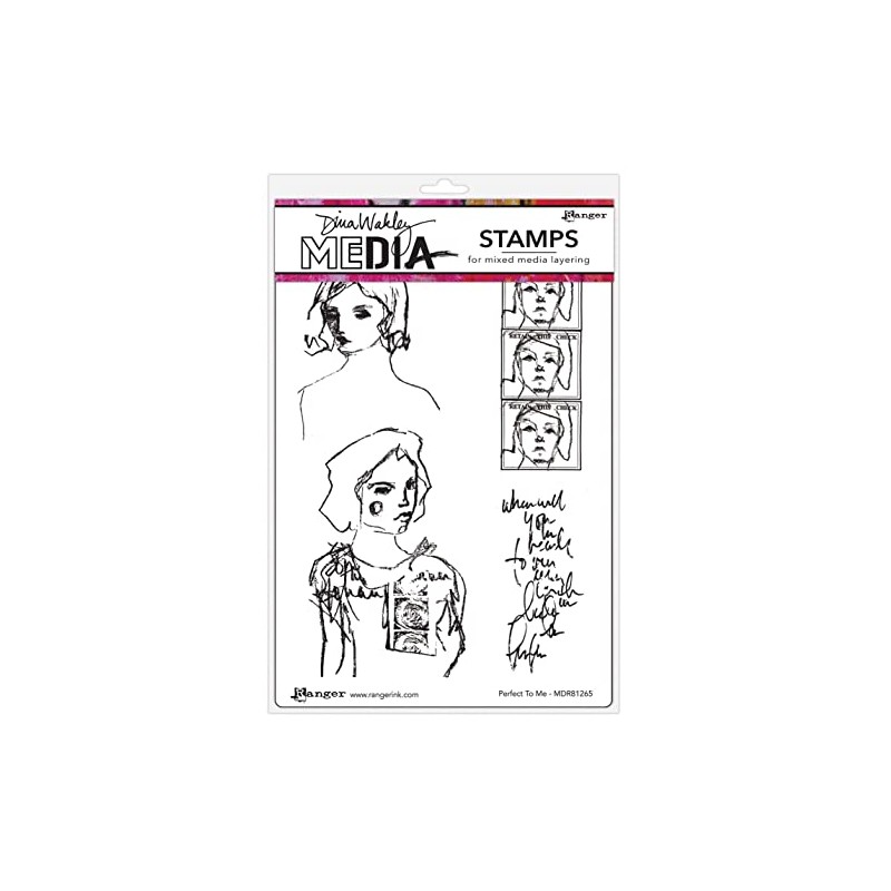 Dina Wakley Media Cling Stamps 6"X9"-Perfect To Me