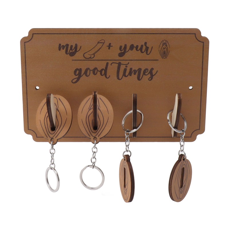 Key Holder Rack 4 Hook Cute Pendant Poplar Wooden Key