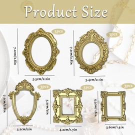 15PCS Vintage Resin Picture Frame - Mini Photo Frame Tiny Antique Frames Small Picture Frame Oval Rectangle Wall Hanging for DIY Jewelry Display Photography Mobile Phone Photo Party Hotel Decor