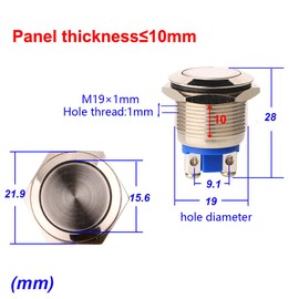Gebildet 3pcs Momentary Push Button Screw Type Terminals Stainless Steel Metal Waterproof Button 19mm 2A 12V/24V/125V/250V with 2pcs Screw Terminals (Flat Head)