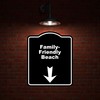 Family-Friendly Beach Black Sign Arrow Down Aluminum Composite Sign 20