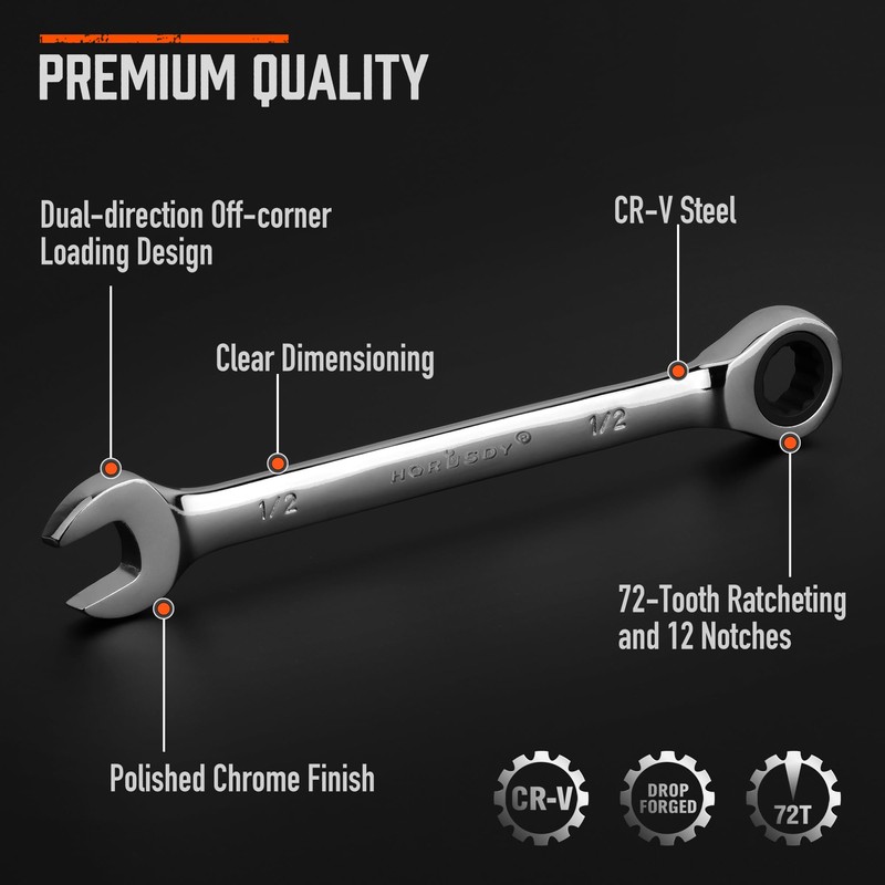 HORUSDY 26-Piece Ratcheting Wrench Set | Metric and SAE |