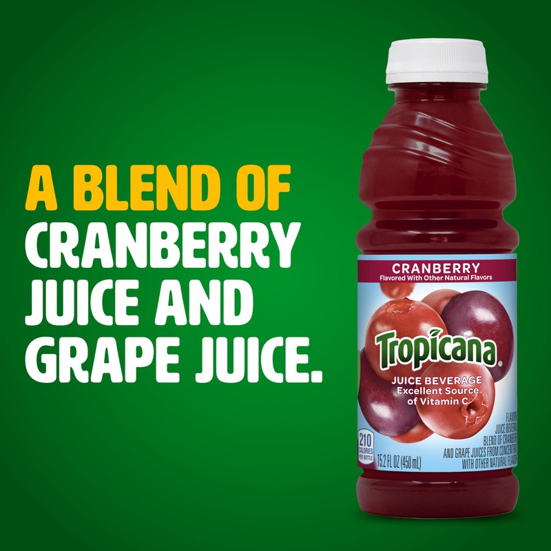 Tropicana Cranberry Juice Drink, 15.2 Ounce Bottle (Pack of 12)