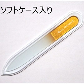 Nail File, Glass, Czech Artisans Finished Nail File, 3.5 inches (90 mm), Double Sided Type (Transparent Soft Case), Gold