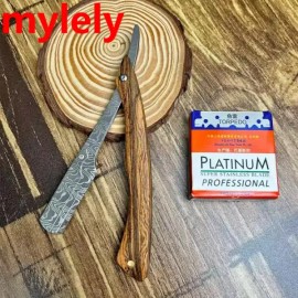 Tan Wood 탠 우드 핸들 블레이드 면도기 전문 이발사 눈썹 남성용 교체 선물 [1 razor red] Tan Wood Handle Blade Shaving Razor Professional Barber Eyebrow Men's Replacement Gift [1 razor red]