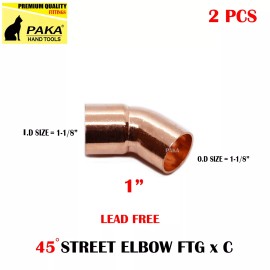 PAKA HAND TOOLS 1" 45 Degrees Street Elbow FTG x C - COPPER PIPE FITTING (2 PCS )