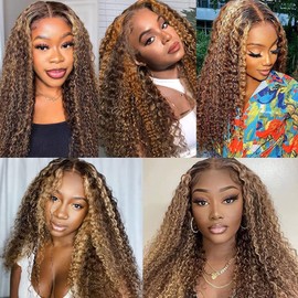 muaowig P4/27 Curly Wave Human Hair 3 Bundless Brazilian Remy Human Hair Weaves 30 30 30 Inch