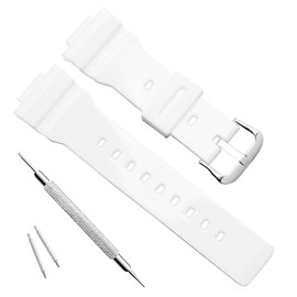 Waterproof Natural Resin Replacement Strap for Casio Women BA-111 BA-110 BA-112 BA-120 BA-125 Baby-G Analog Digital, White, Simple and easy