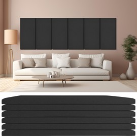 6 PCS Acoustic Panels, Large Soundproof Wall Panels, Professional Fiberglass Sound Absorbing Panels, 23.6x11.8 Inches Sound Proof Foam Panels for Walls, Studio Home Offices (Black)