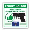 Wisconsin Concealed Carry Permit Holder CCW Sticker for Water Bottle