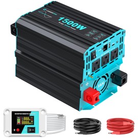 LANDERPOW 1500 Watt Pure Sine Wave Inverter, 12V DC to 120V AC Inverters for Car, RV, Truck, Home, Camping, Solar Power Inverter with 3 AC Outlet, 30W USB-C, 5V 3.1A USB, Remote Control, Surge 3000W