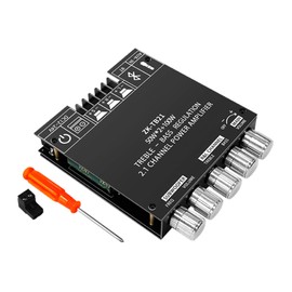 50W+50W+100W Amplifier Board with Treble and Bass Control, Bluetooth 5.0 HiFi 2.1 Channel Subwoofer Stereo Amplifier Board, Dual TPA3116D2 Chip BT and AUX Inputs for DIY Wireless Speakers (ZK-TB21)