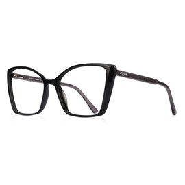 JFXQDR Women's Oversized Blue Light Blocking Reading Glasses, Cat Eye Computer Gaming Readers Eyeglasses Anti UV & Glare (Black Cateye Frame, 1.0)